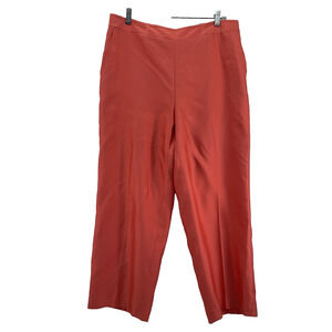 Spencer Tylar Silk Pants Women‎ 14 Coral Crop Lined Office Chic Glam Luxury